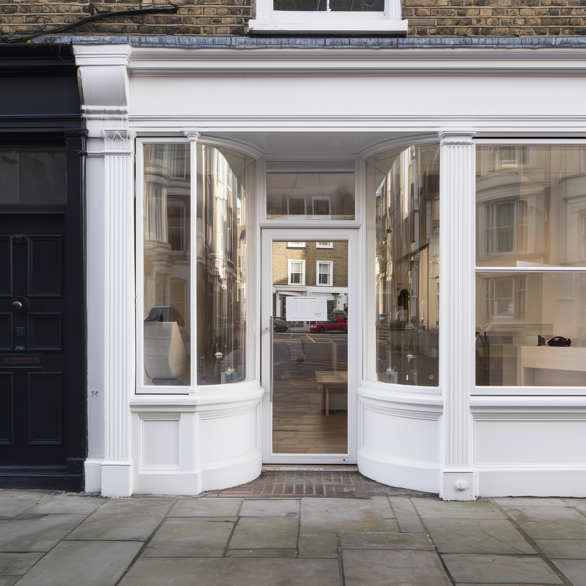 Heritage timber shop front with traditional pilasters and glazing